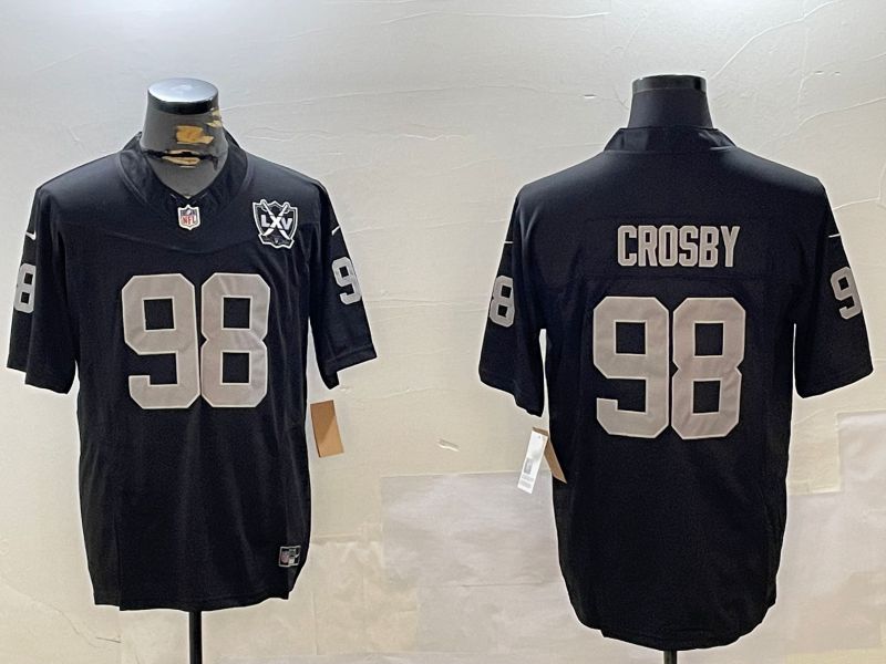 Men Oakland Raiders #98 Crosby Black Three generation 2024 Nike Limited NFL Jersey style 3